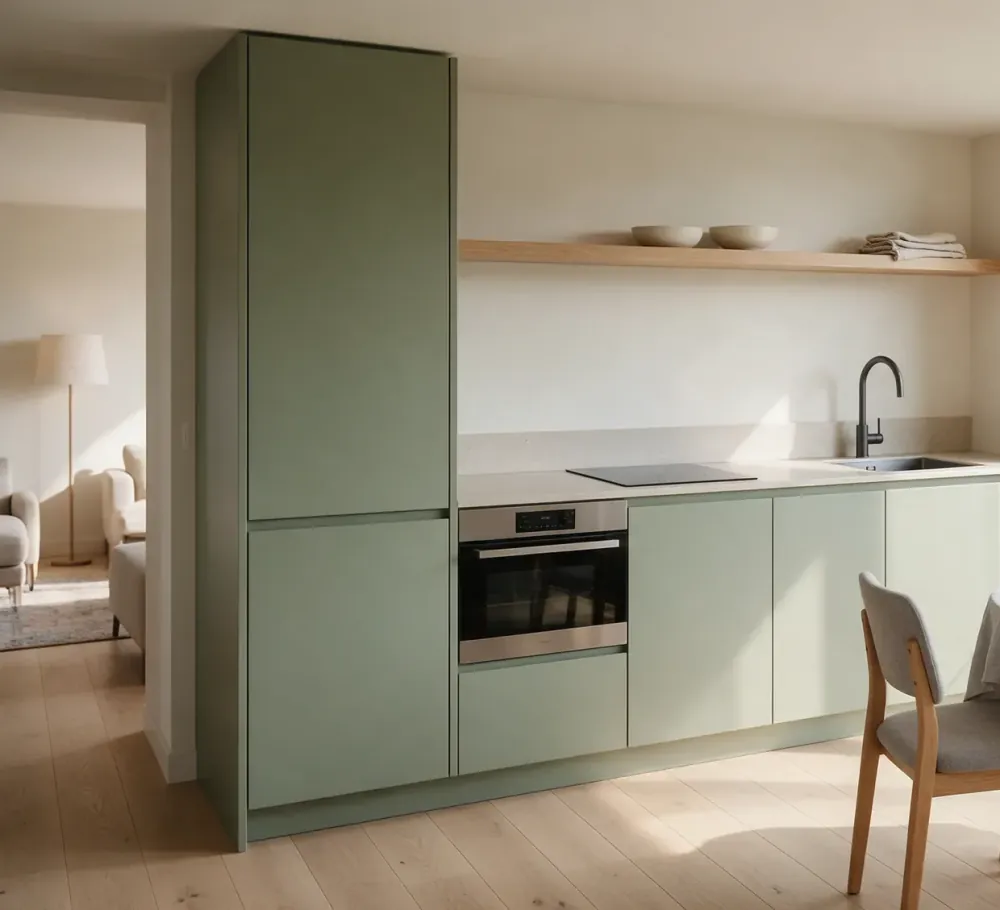 A fitted kitchen run with oven, hob and sink
