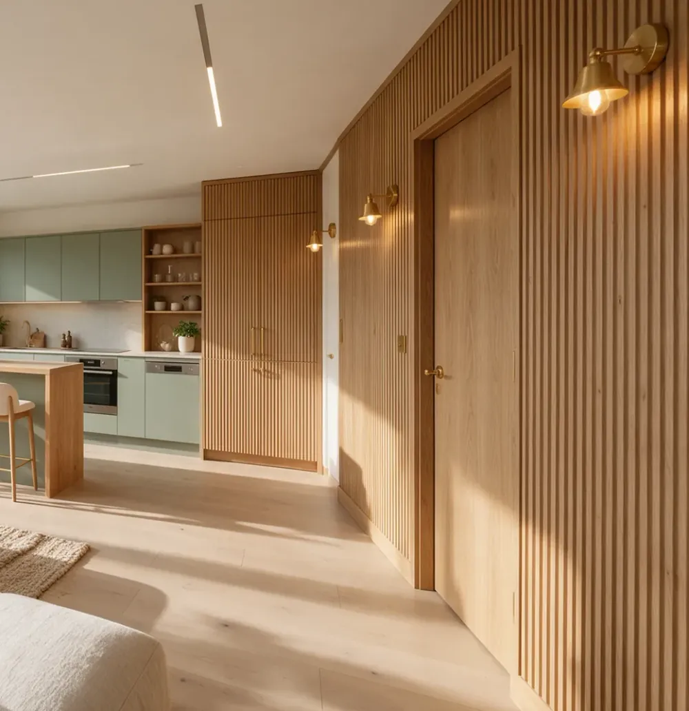 The kitchen end of an open-plan NuaHome interior